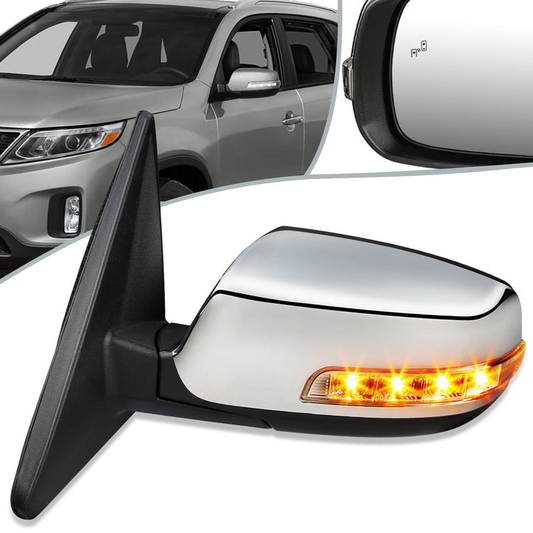 RETROVISOR MIRROR - OEM - 14-15 KIA SORENTO - POWERED - HEATED - W/ SIGNAL LIGHT - W/ MEMORY - POWER FOLDING - BLACK MATERIAL - LEFT
