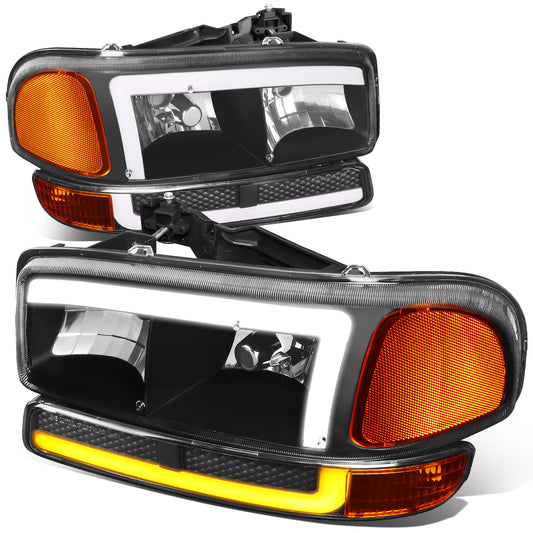 FAROS 99-06 GMC SIERRA 1500, YUKON / 01-06 SIERRA 1500 HD, SIERRA 2500 HD, SIERRA 3500 / 2007 SIERRA 1500, 1500 HD CLASSIC, SIERRA 3500 CLASSIC / 99-04 SIERRA 2500 / 00-06 YUKON XL 1500, YUKON XL 2500 - DOES NOT FIT DENALI, C3 TRIMS - SWITCHBACK LED DRL -