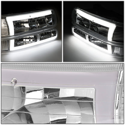 FAROS 99-02 CHEVY SILVERADO 1500, 2500 / 01-02 SILVERADO 1500 HD, 2500 HD, 3500 / 00-06 SUBURBAN 1500, 2500, TAHOE - REQUIRES WIRING TO EXISTING VEHICLES WIRING HARNESS - LED DRL - 4PC - CHROME / CLEAR