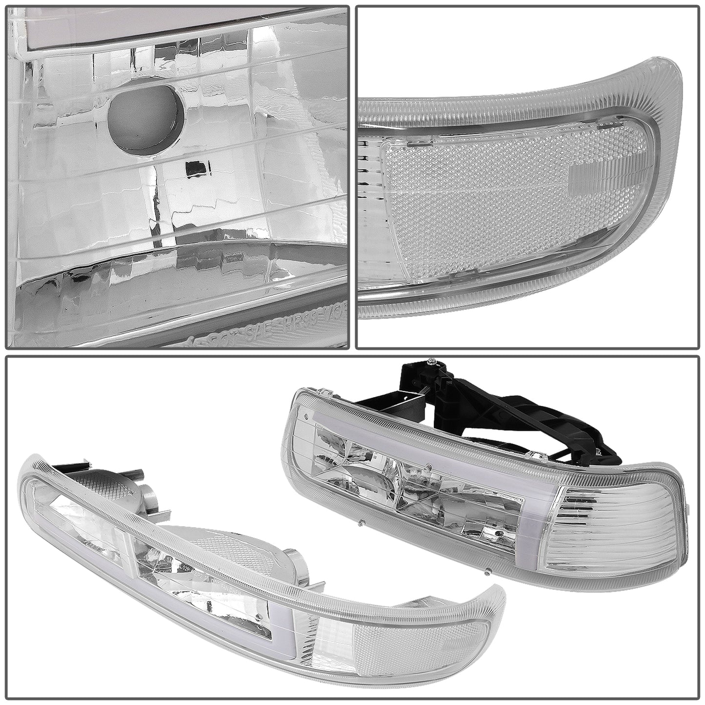 FAROS 99-02 CHEVY SILVERADO 1500, 2500 / 01-02 SILVERADO 1500 HD, 2500 HD, 3500 / 00-06 SUBURBAN 1500, 2500, TAHOE - REQUIRES WIRING TO EXISTING VEHICLES WIRING HARNESS - LED DRL - 4PC - CHROME / CLEAR