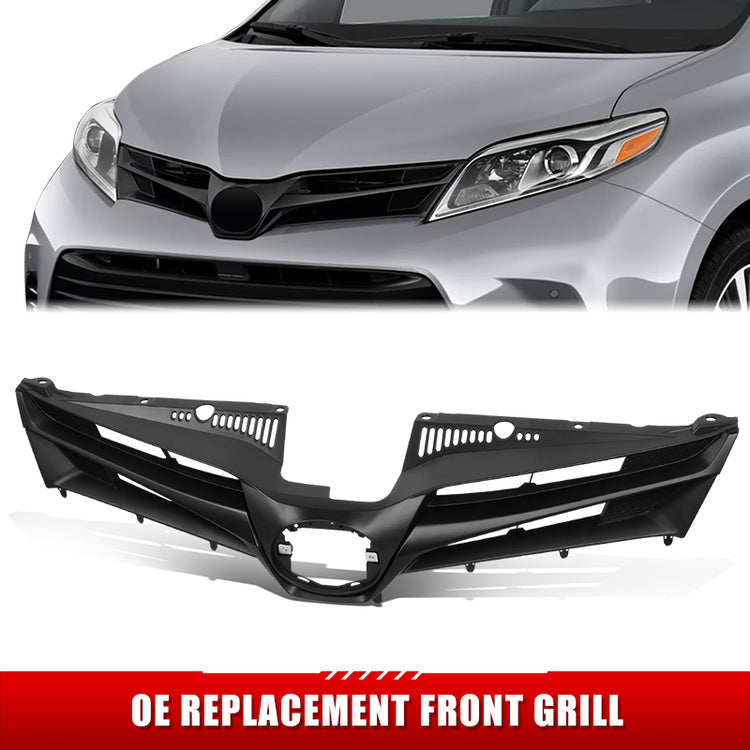 PARRILLA GRILLE - TY SIENA '11-'17/'18-'20/ GRILLE ASS'Y 18-20/ MAT-BLACK W/BLACK MOULDING/ (BASE|CE|L)//PARTS.NO,TO1200432//OEM NO,5310108130