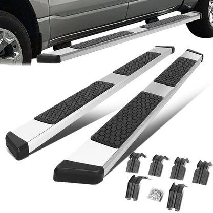 ESTRIBOS 5.5" - HONEYCOMB STEP PAD - 99-16 FORD F-250, F-350, F-40, F-550 SUPER DUTY - EXTENDED CAB - CHROME / BLACK