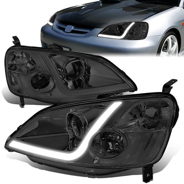 FAROS 01-03 HONDA CIVIC COUPE / SEDAN - LED RUNNING LIGHT REQUIRES WIRING INTO EXISTING LIGHTING WIRE HARNESS - LED DRL - PROJECTOR - SMOKE HOUSING / CLEAR CORNER - H7 LOW BEAM / H7 HIGH BEAM