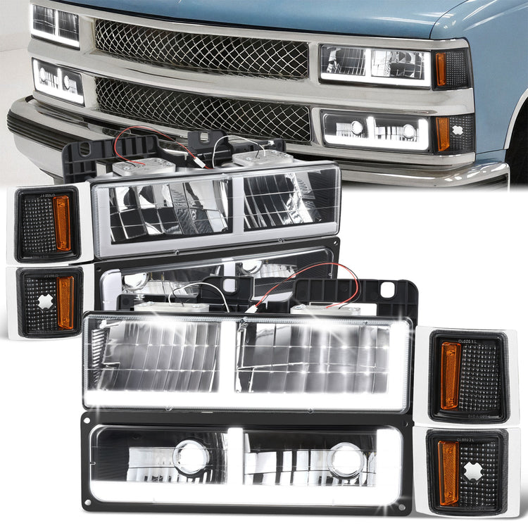FAROS CLEAR LENS,AMBER REFLECTOR,BLACK HOUSING - 8PCS - LED BAR - 94 CHEVROLET BLAZER / 94-99 CHEVROLET C1500 / 94-99 CHEVROLET C1500 SUBURBAN / 94-00 CHEVROLET C2500 / 94-99 CHEVROLET C2500 SUBURBAN / 94-00 CHEVROLET C3500 / 94-99 CHEVROLET K1500 / 94-99