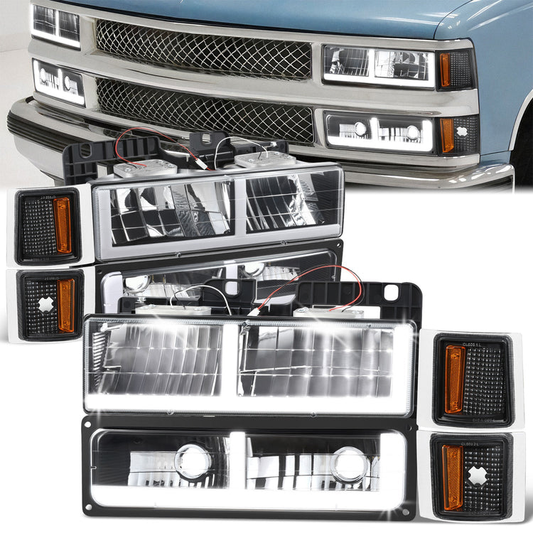 FAROS CLEAR LENS,AMBER REFLECTOR,BLACK HOUSING - 8PCS - LED BAR - 94 CHEVROLET BLAZER / 94-99 CHEVROLET C1500 / 94-99 CHEVROLET C1500 SUBURBAN / 94-00 CHEVROLET C2500 / 94-99 CHEVROLET C2500 SUBURBAN / 94-00 CHEVROLET C3500 / 94-99 CHEVROLET K1500 / 94-99