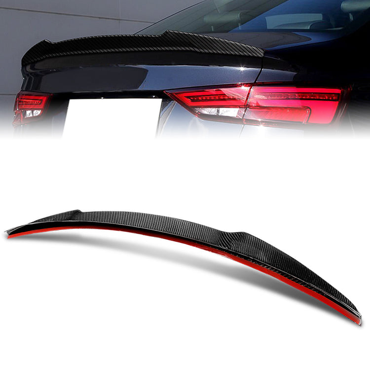 SPOILER CAR TRUNK SPOILER - 14-20 AUDI A3 / 15-20 AUDI A3 QUATTRO / 17-20 AUDI RS3 / 15-20 AUDI S3 - FITS SEDAN MODELS - CARBON FIBER BLACK