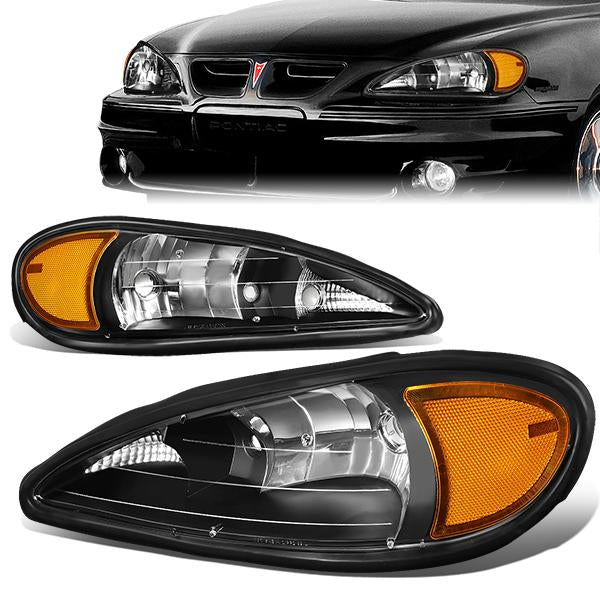 FAROS 99-05 PONTIAC GRAND AM - 9007 HIGH BEAM / LOW BEAM - BLACK HOUSING / AMBER CORNER