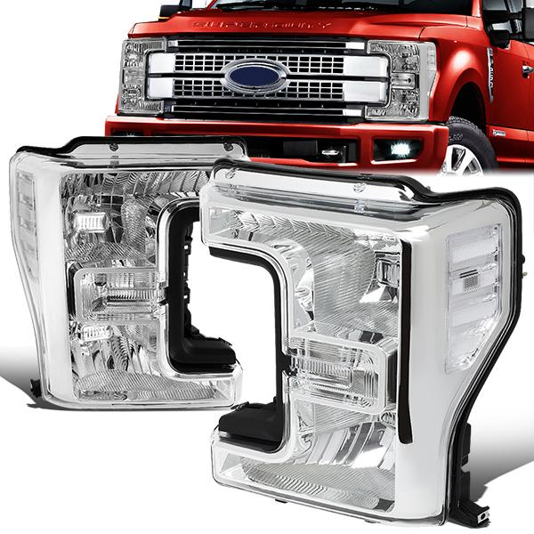 FAROS 17-19 FORD F-250, F-350, F-450, F-550 SUPER DUTY - FITS MODELS W/ HALOGEN HEADLIGHTS ONLY - H13 LOW BEAM / H13 HIGH BEAM - CHROME HOUSING / CLEAR CORNER