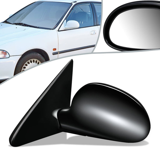 RETROVISOR MIRROR - OEM - 92-95 HONDA CIVIC - POWERED - FOLDING - BLACK MATERIAL - LEFT