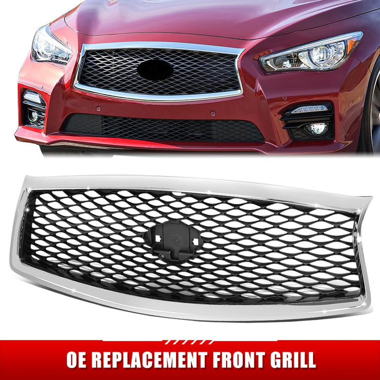PARRILLA GRILLE - IN Q50 (4D) 14-17/18-22/ GRILLE ASS'Y 14-17/ SILVER BLACK W/CHROME FRAME/ (W/VIEW CAMERA)