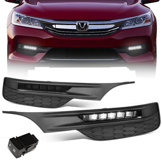 FAROS DE NIEBLA 16-17 HONDA ACCORD - HIGH POWERED LED - WITH SWITCH, BEZEL - SMOKE