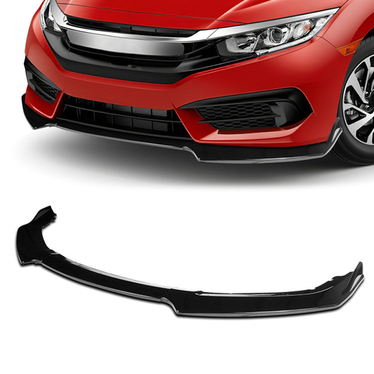 LIP FRONTAL 16-20 HONDA CIVIC SEDAN / COUPE - REQUIRES DRILLING BUMPER FOR INSTALLATION - 3PC - PAINTED GLOSS BLACK