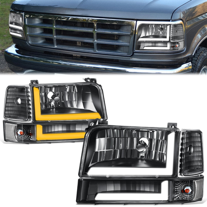 FAROS 92-96 BRONCO F150 F250 F350//WHITE HOOD, WHITE REVERSE, BLACK BASE, WATER FLASH GUIDE,6P