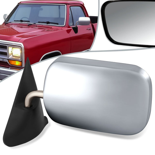 RETROVISOR MIRROR - 94-97 DODGE RAM 1500, 2500, 3500 - POWERED - OEM - LEFT - CHROME