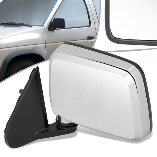 RETROVISOR MIRROR - OEM - 1986 NISSAN 720 / 86-94 NISSAN D21 PICKUP / 95-97 NISSAN PICKUP - MANUAL - CHROME - LEFT