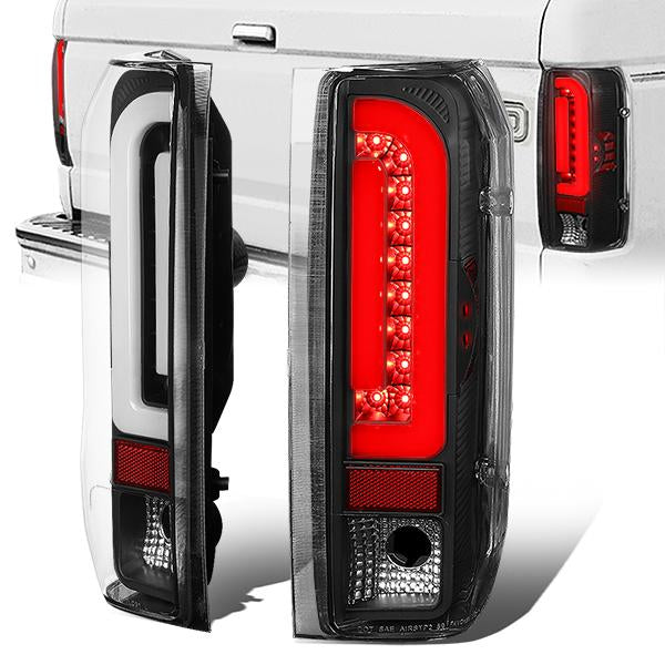FAROS TRASEROS 90-96 FORD F-150 / 90-97 FORD F-250 / 90-97 FORD F-350 / 90-96 FORD BRONCO / 90-97 FORD F SUPER DUTY - FITS STYLESIDE MODELS ONLY - 3D - LED - BLACK / CLEAR