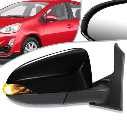 RETROVISOR MIRROR - OEM - 12-14 TOYOTA PRIUS-C - POWERED - W/ SIGNAL LIGHT - FOLDING - RIGHT - BLACK MATERIAL