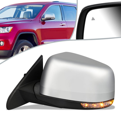 RETROVISOR MIRROR - OEM - 11-13 JEEP GRAND CHEROKEE - POWERED - HEATED - WITH SIGNAL - WITH MEMORY - FOLDING - W/ BSD - W/O DIMMER - W/ CHROME COVER - LEFT
