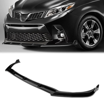 LIP FRONTAL 18-20 TOYOTA SIENNA - REQUIRES DRILLING BUMPER FOR INSTALLATION - 3PC - PAINTED GLOSS BLACK