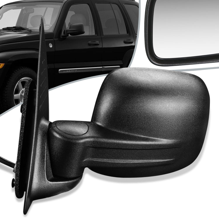 RETROVISOR MIRROR - 02-07 JEEP LIBERTY - POWERED - HEATED - OEM - LEFT - TEXTURED/BLACK