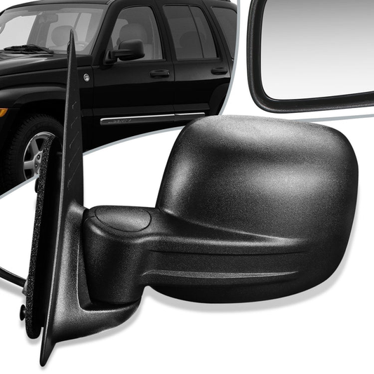 RETROVISOR MIRROR - 02-07 JEEP LIBERTY - POWERED - HEATED - OEM - LEFT - TEXTURED/BLACK
