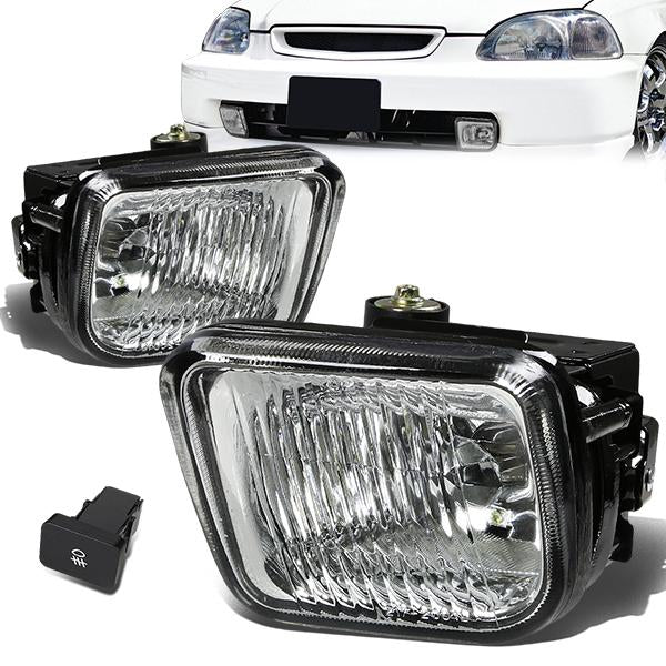 FAROS DE NIEBLA 96-98 HONDA CIVIC 2/3/4-DR - W/ SWITCH - H3 BULB - CLEAR