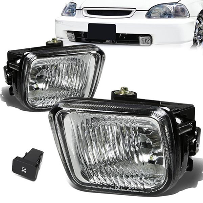 FAROS DE NIEBLA 96-98 HONDA CIVIC 2/3/4-DR - W/ SWITCH - H3 BULB - CLEAR