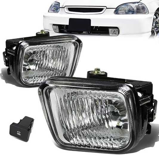 FAROS DE NIEBLA 96-98 HONDA CIVIC 2/3/4-DR - W/ SWITCH - H3 BULB - CLEAR