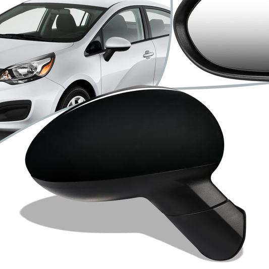 RETROVISOR MIRROR - OEM - 12-15 KIA RIO - POWERED - HEATED - FOLDING - BLACK MATERIAL - RIGHT