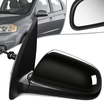 RETROVISOR MIRROR - OEM - 07-11 CHEVY AVEO - MANUAL - PAINTABLE - BLACK - LEFT
