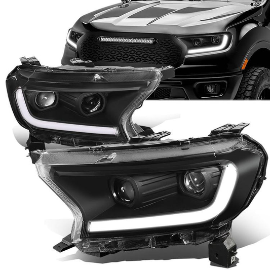 FAROS 19-21 FORD RANGER XL, XLT - FITS HALOGEN HEADLIGHTS MODELS ONLY, DOES NOT FIT LED HEADLIGHT MODELS - SWITCHBACK - SEQUENTIAL LED TURN SIGNAL - LED DRL - BLACK / CLEAR