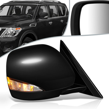 RETROVISOR MIRROR - OEM - 16+ NISSAN TITAN, ARMADA - POWERED - HEATED - W/ SIGNAL LIGHT - POWER FOLDING - TEXTURED - BLACK - RIGHT