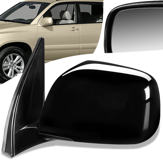 RETROVISOR MIRROR - OEM - 01-07 TOYOTA HIGHLANDER - POWERED - HEATED - PAINTABLE - BLACK - LEFT