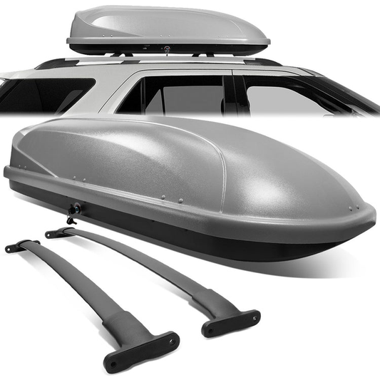 PORTAEQUIPAJE ROOF RACK CROSS BARS + CARGO ROOF BOX - 16-18 FORD EXPLORER - MOUNTS ONTO OEM ROOF RAILS ONLY - GRAY