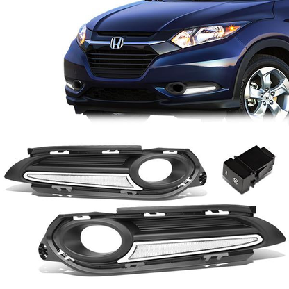 FAROS DE NIEBLA 16-18 HONDA HR-V - WITH DRL STRIP - BLACK / CLEAR