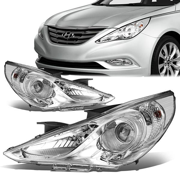 FAROS 11-14 HYUNDAI SONATA 4-DOOR - PROJECTOR - H7 LOW BEAM / HIGH BEAM - CHROME HOUSING / CLEAR CORNER