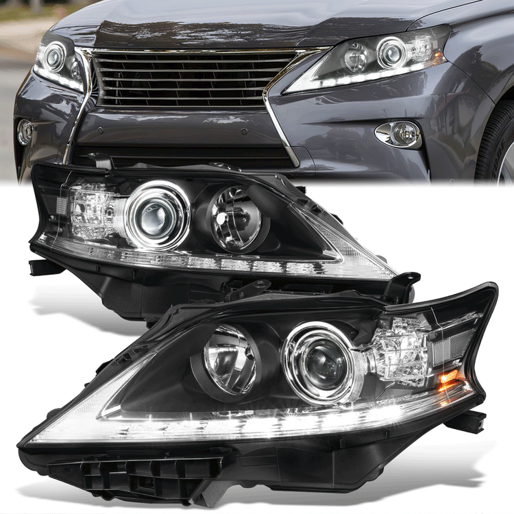 FAROS 13-15 LEXUS RX350, RX450H - FITS MODELS W/ HALOGEN HEADLIGHTS ONLY - PROJECTOR - H11 LOW BEAM / 9005 HIGH BEAM/ 168 SIDE MARKER / 7440A SIGNAL - CHROME HOUSING / CLEAR CORNER