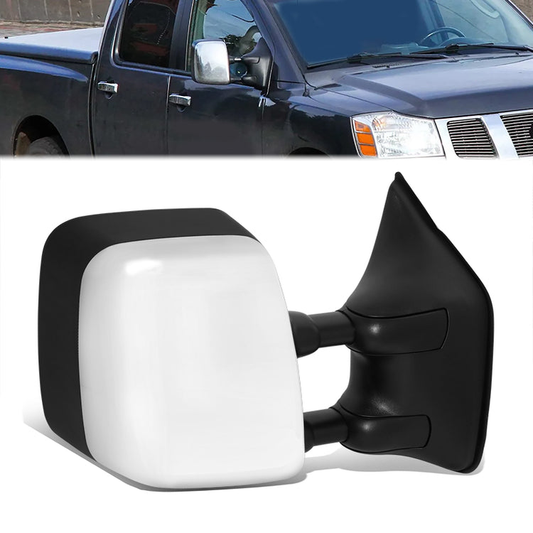 RETROVISOR MIRROR - OE STYLE - NISSAN TITAN 04-15 - WITH POWER WITH HEATED GLASS WITH MEMORY DUAL ARM CHROME COVER - PASSENGER SIDE - SMOOTH - BLACK / CHROME