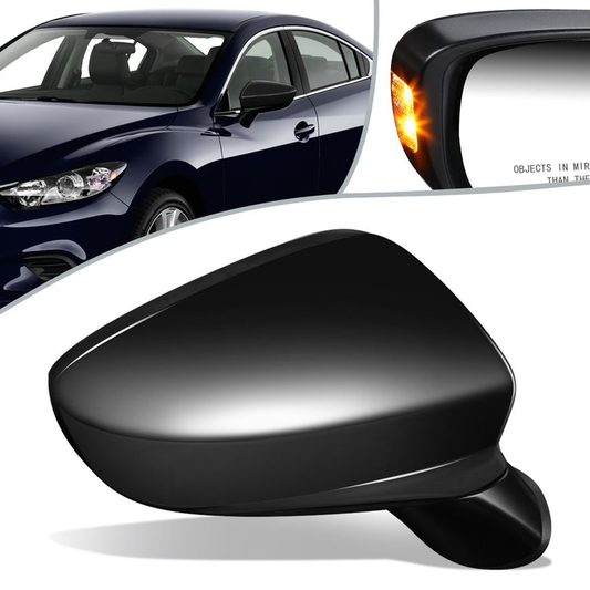 RETROVISOR MIRROR - OEM - 14-17 MAZDA 6 - POWERED - HEATED - W/ SIGNAL LIGHT - FOLDING - BLACK MATERIAL - RIGHT