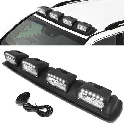 FAROS DE NIEBLA ROOF MOUNTED - 38" X 9" X 4" - UNIVERSAL - H3 BULB - 24PCS LED - WITH SWITCH, WIRING - CLEAR