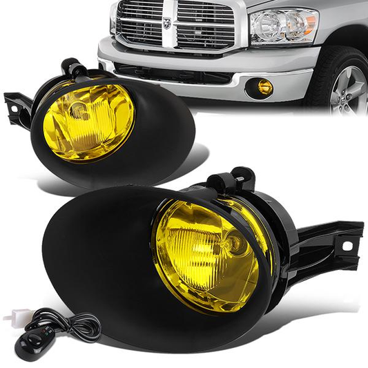 FAROS DE NIEBLA 02-08 DODGE RAM 1500 / 03-09 DODGE RAM 2500, 3500 - FITS STEEL BUMPER MODELS ONLY - WITH SWITCH, BEZEL - AMBER
