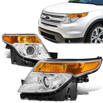FAROS 11-15 FORD EXPLORER 4-DOOR - PROJECTOR - H7 LOW BEAM / HIGH BEAM - CHROME HOUSING / AMBER CORNER