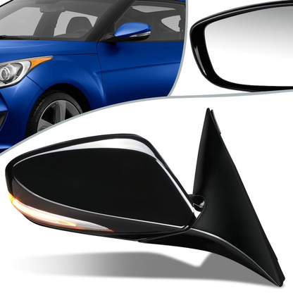 RETROVISOR MIRROR - OEM - 12-14 HYUNDAI VELOSTER - FITS MODELS WITH PANORAMIC SUNROOF - POWERED - HEATED - W/ SIGNAL LIGHT - FOLDING - BLACK - RIGHT