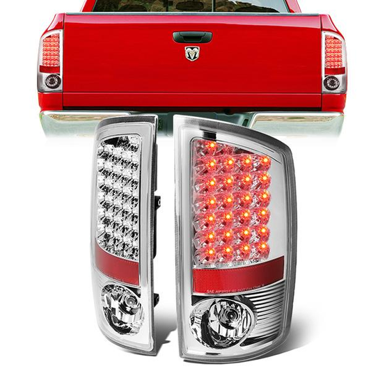 FAROS TRASEROS 02-06 DODGE RAM 1500 / 03-06 DODGE RAM 2500 , 3500 - LED - CHROME / CLEAR
