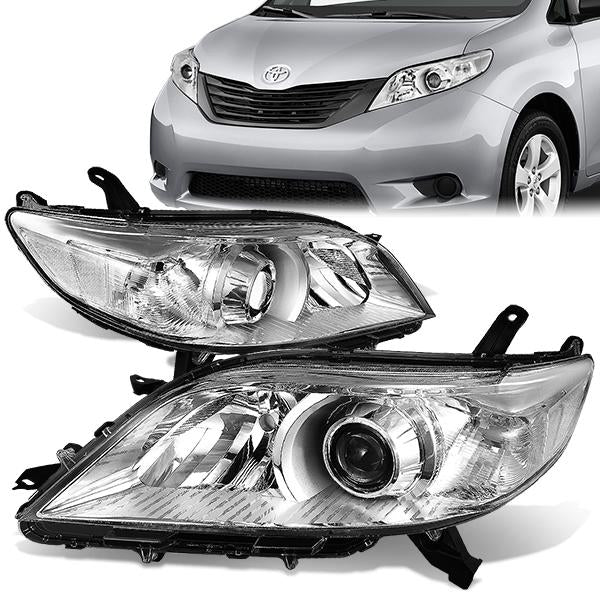 FAROS 11-17 TOYOTA SIENNA XL30 - FITS MODELS W/ HALOGEN HEADLIGHTS ONLY - PROJECTOR - H11 LOW BEAM / 9005 HIGH BEAM / 3457A TURN SIGNAL - CHROME HOUSING / CLEAR CORNER