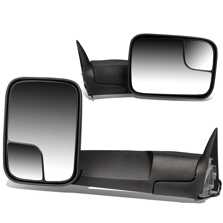 RETROVISORES EXTENDIBLES TOWING MIRROR - 94-97 DODGE RAM 1500, 2500, 3500 - PAIR - POWERED W/O HEATED W/O SIGNAL - BLACK