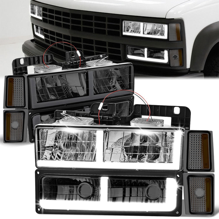 FAROS SMOKE LENS,AMBER REFLECTOR,CHROME HOUSING - 8PCS - LED BAR - 92-93 CHEVROLET BLAZER / 88-93 CHEVROLET C1500 / 92-93 CHEVROLET C1500 SUBURBAN / 88-93 CHEVROLET C2500 / 92-93 CHEVROLET C2500 SUBURBAN / 88-93 CHEVROLET C3500 / 88-93 CHEVROLET K1500 /