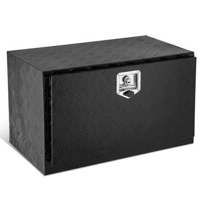 CAJA DE HERRAMIENTAS UNIVERSAL - TRUCK / TRAILER - W/ LOCK & KEY - ALUMINUM - 30" X 18" X 17" - 5 BAR DIAMOND TREAD PLATE PATTERN - BLACK
