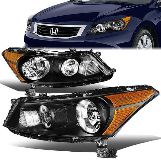 FAROS 08-12 HONDA ACCORD 4-DOOR - 9006 LOW BEAM / 9005 HIGH BEAM - BLACK HOUSING / AMBER CORNER