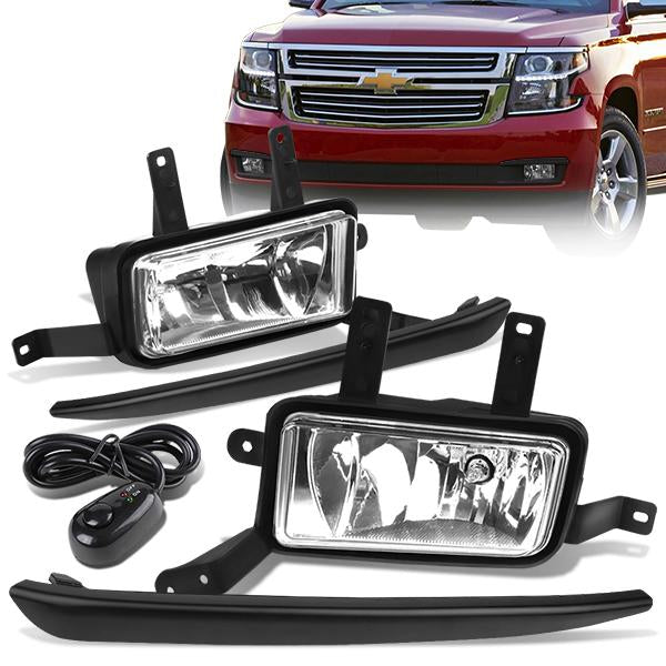FAROS DE NIEBLA 15-20 CHEVY TAHOE, SUBURBAN / 16-19 SUBURBAN 3500HD - WITH SWITCH, BLACK BEZEL - 5202 BULB - CHROME / CLEAR